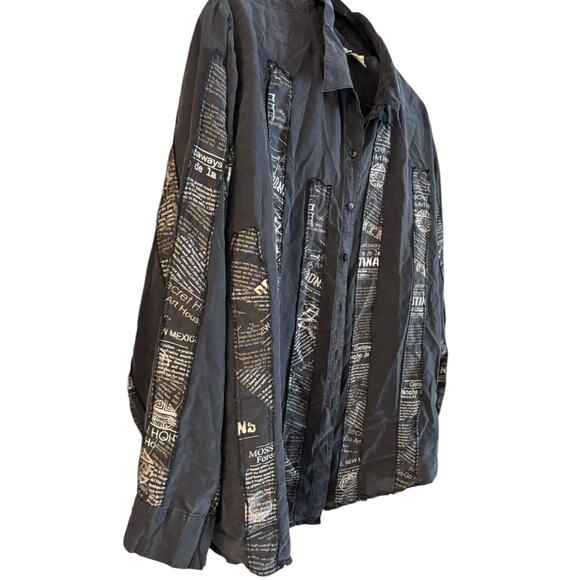 Chicos 100% Silk Button Up Long Sleeve Patterned Headliner Concha Large - Picture 2 of 5